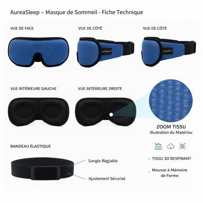 Masque de sommeil 3D AuréaSleep Ultra Confort