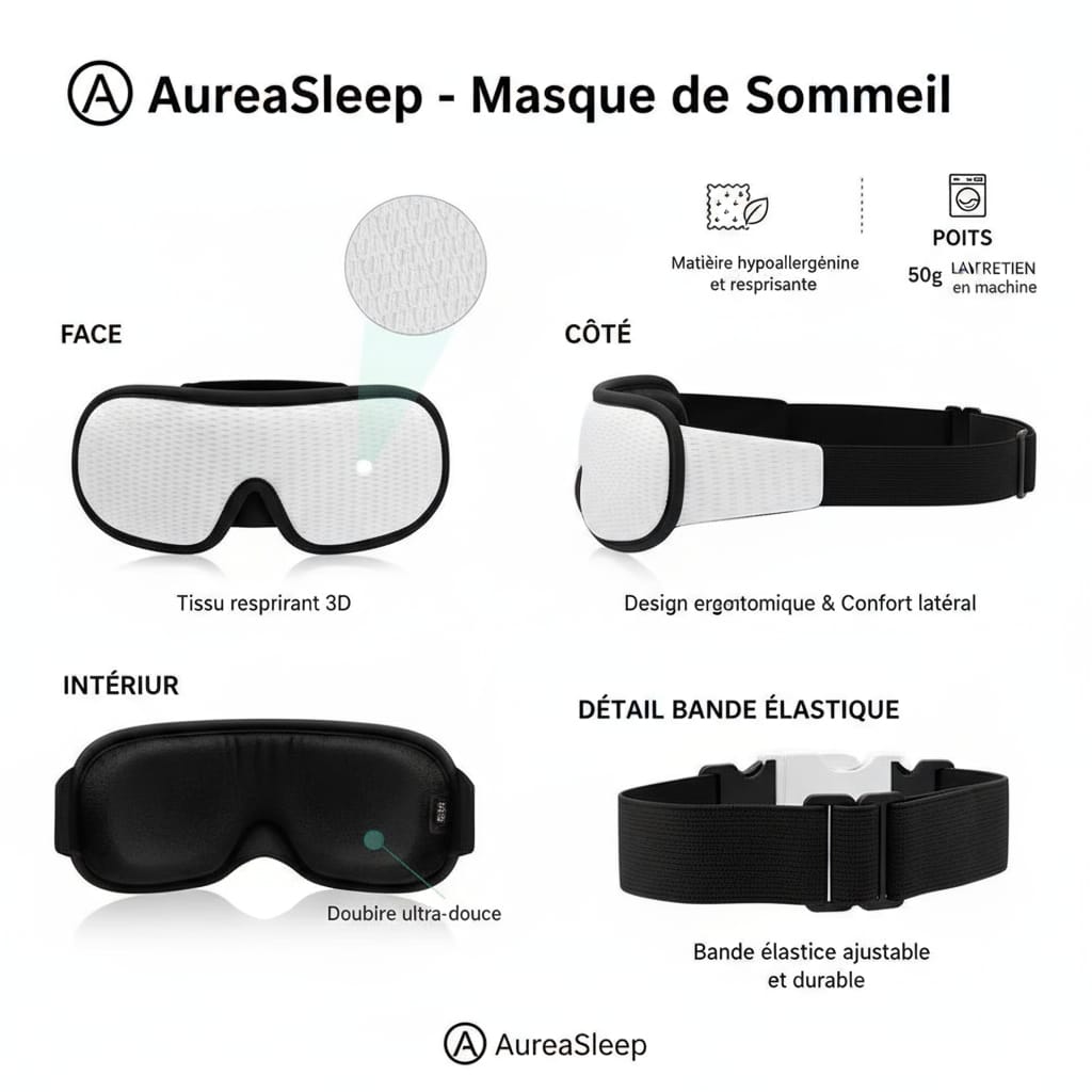 Masque de sommeil 3D AuréaSleep Ultra Confort